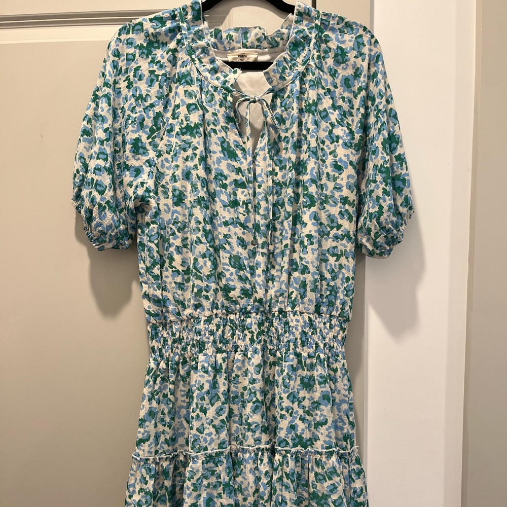 detailed midi short sleeve dress with tie front